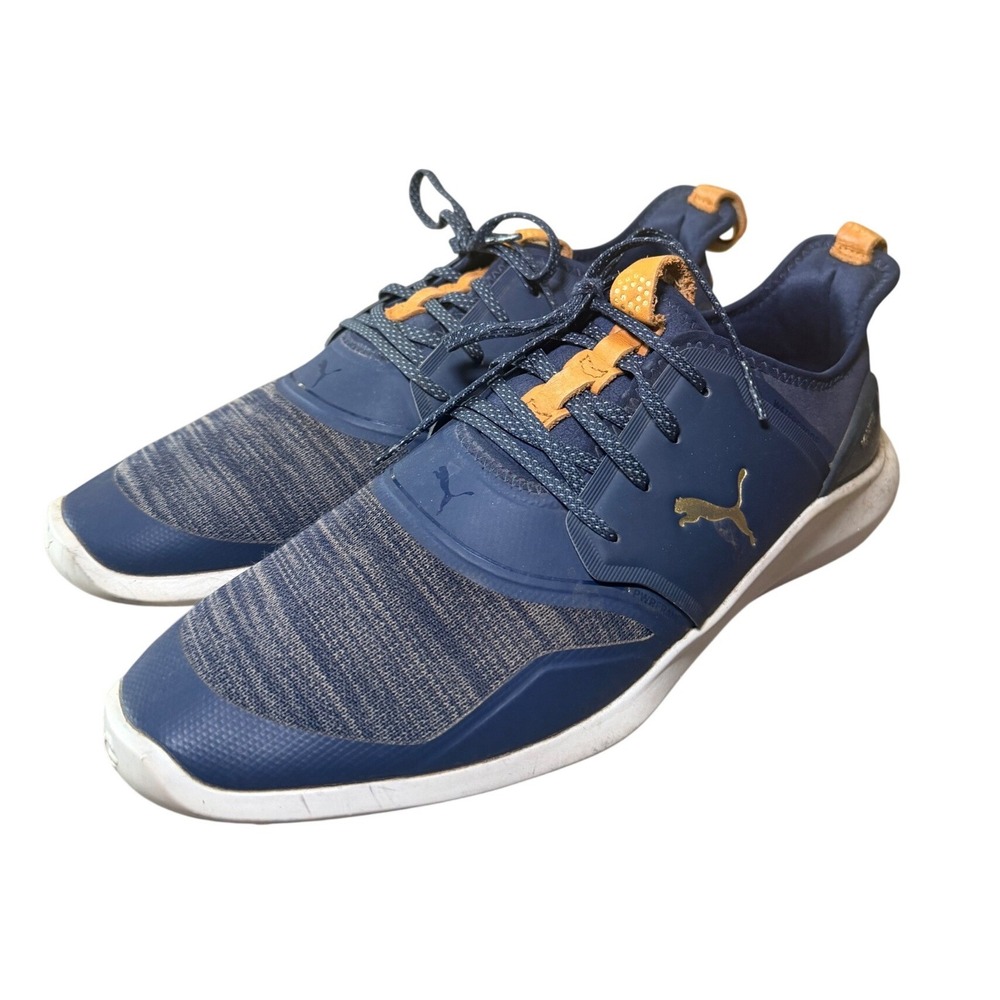 FINAL CLEAROUT Puma Ignite NXT Solelace Golf Shoes Navy Blue Gold 192225-04 Sz 9